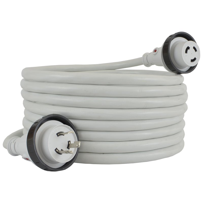 Conntek 17101-025RE Marine Shore Power 30 Amp Cordset with Light Indicator (White, 25-Feet) - Image 1